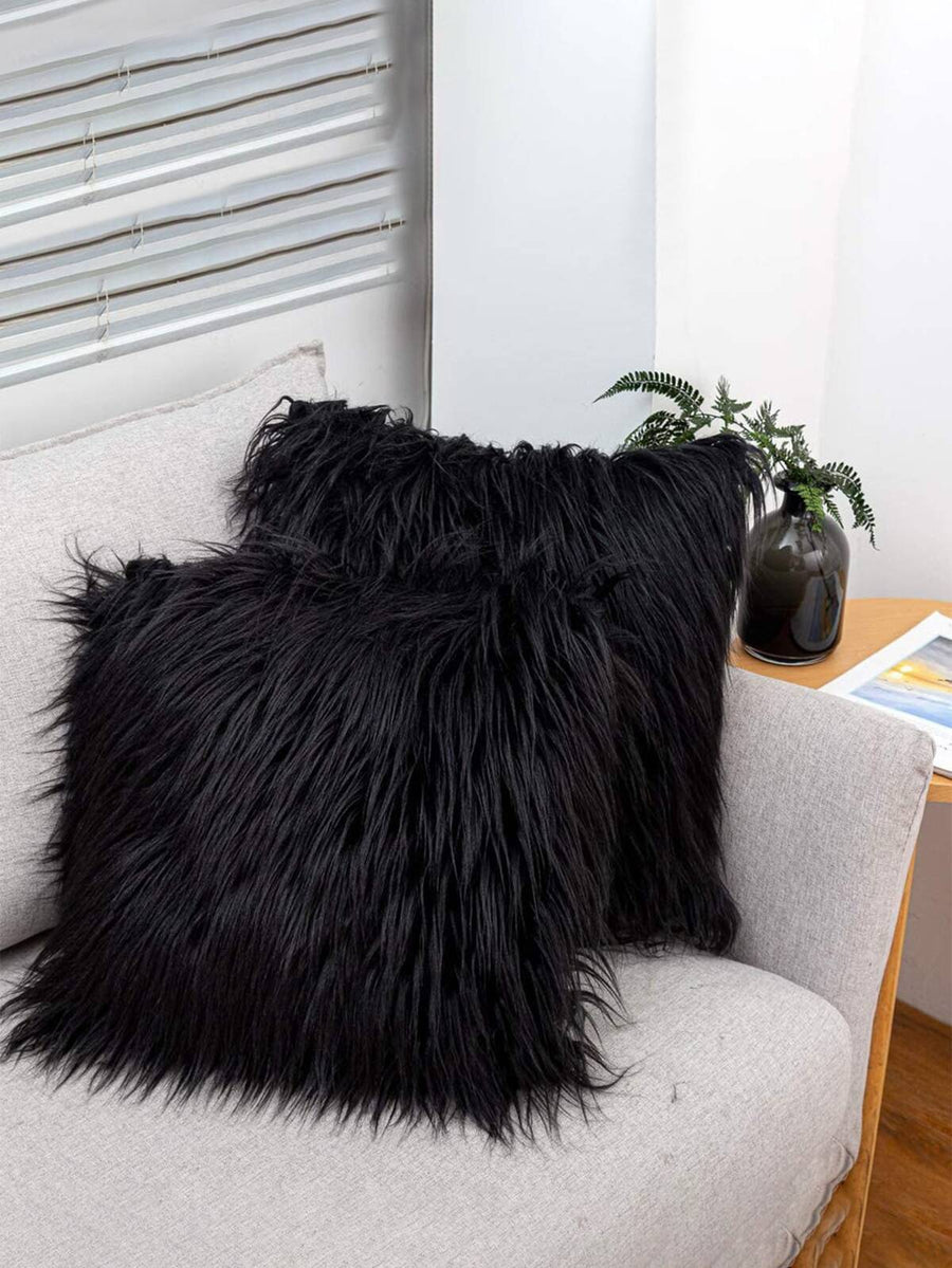 1pc Faux Wool Pillow Cover (Pillow Insert Not Included), Soft & Thick Faux Wool Cushion Cover, Plush Fabric, Zipper Closure, Scandinavian Minimalist Decor, Suitable For Sofa, Living Room, Bedroom, Floor, Bench, Car, Office, Cafe And Other Leisure Spaces