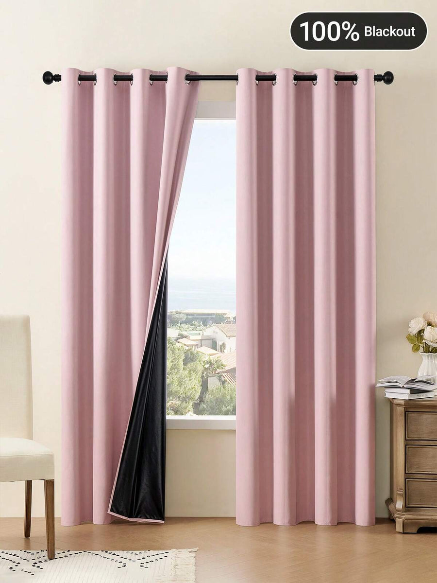 1pc/2pcs Optional/Lightweight Pure Blackout Curtains/Lightweight Coated 100% Blackout Special Offer Curtains/Top Grommet Metal Ring Curtains/Living Room Curtains/Bedroom Curtains, White Curtains